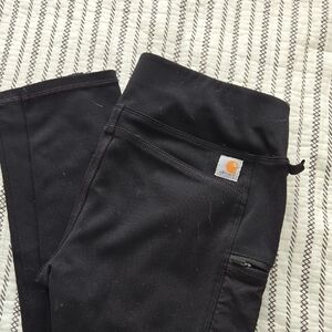 Carhartt Womens Black Leggings with Logo Patch Size Small